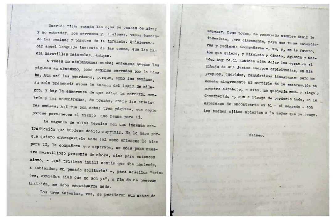 Carta inédita de Eliseo Diego a una novia juvenil.